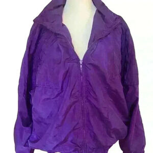 Argee Sports Vintage Windbreaker Men’s Size L Purple Full Zip 80s 90s Retro